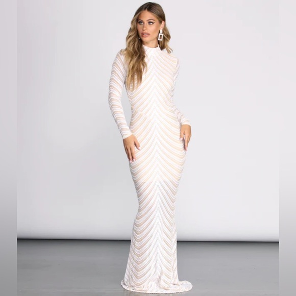 Windsor Madeline Sequin Open Back Gown | Small NTW - Picture 1 of 8